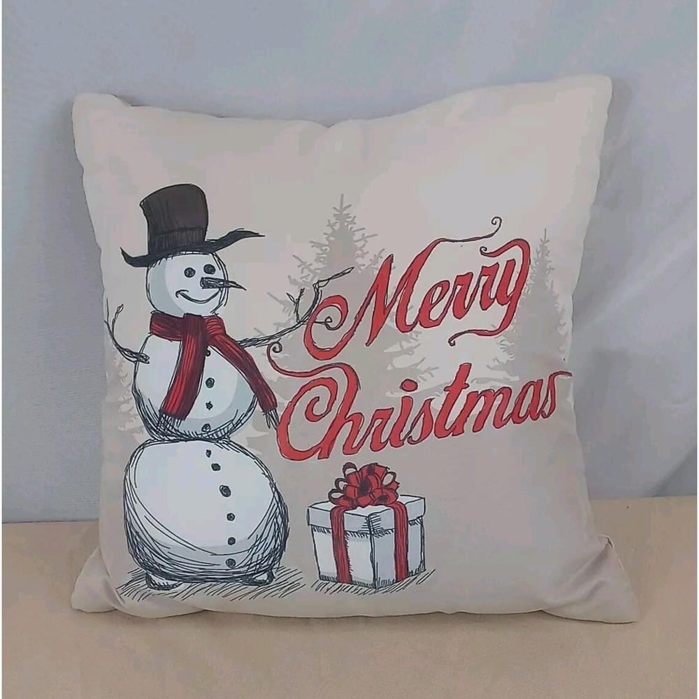 Merry Christmas‎ Throw Pillow Snowman Decorative Holiday Couch Pillow Decoration